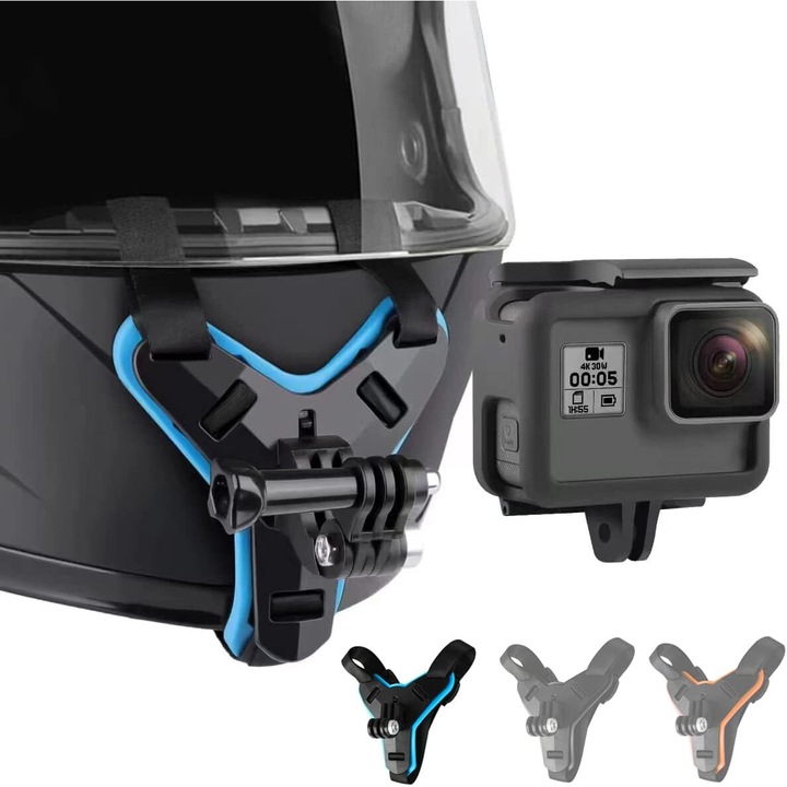 Suport frontal pentru GoPro, with GoPro Hero 13, 12, 11, 10, 9, 8, 7, (2018), Hero Black, Insta 360, Xiaomi Yi, SJCAM，Policarbonat/ABS, Albastru/Negru