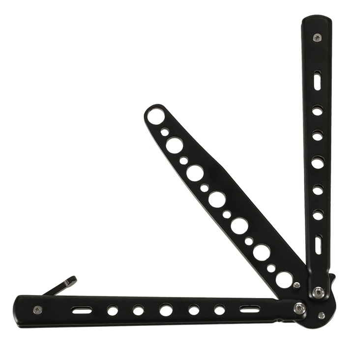 Нож пеперуда за тренировка, Стомана, Черен