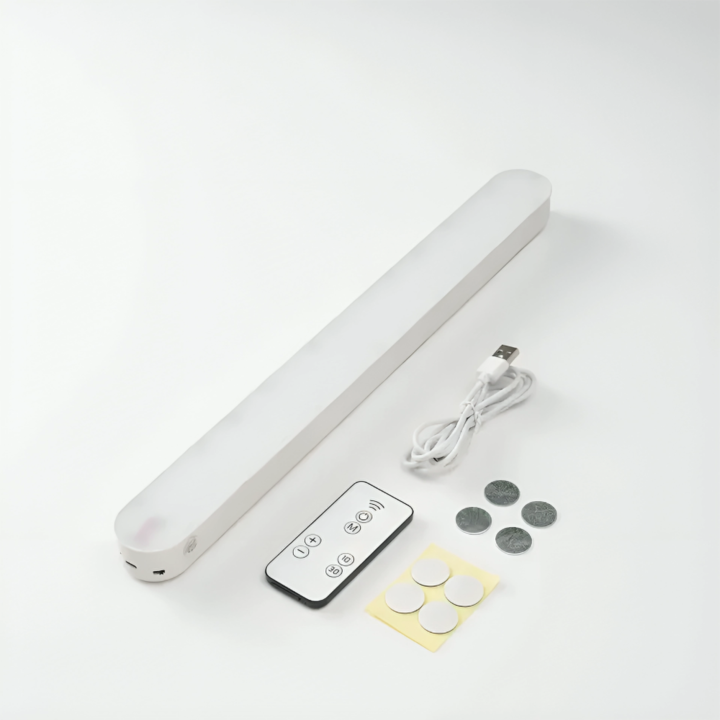 Lampa LED Smart cu telecomanda, suport magnetic, acumulator 3600mAh, reincarcare USB, Temperatura reglabila 3000K-6000K, Luminozitate reglabila, pentru dulap, bucatarie, hol, dressing, dormitor, garaj, citit, Material PP ABS, 26 x 4 x 3, alb