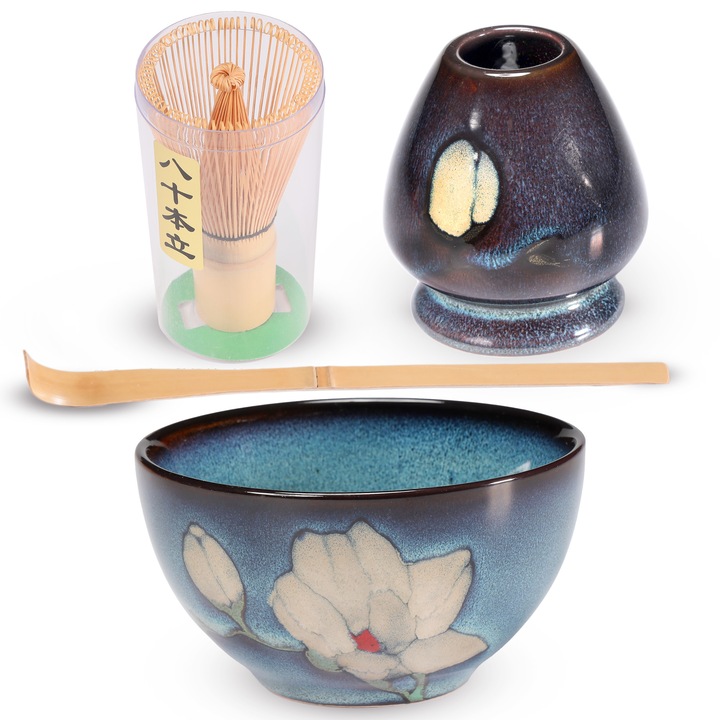 Set Ceai Matcha, Magnolia, 4 piese si cutie depozitare, Tea Point