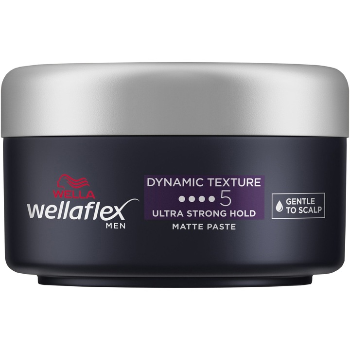 Ceara Mata pentru par Wellaflex Men Dynamic Texture cu fixare ultra puternica, Fixare 5/6, 75ml