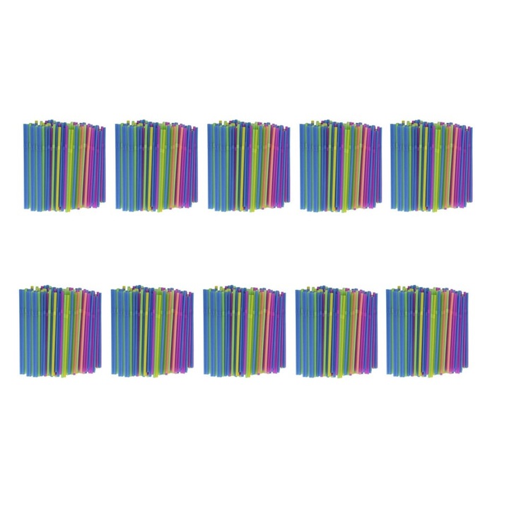 Set 10.000 paie plastic cu burduf scurt flexibil, XXL pack, 240x5mm, multicolor, ideal restaurante, terase