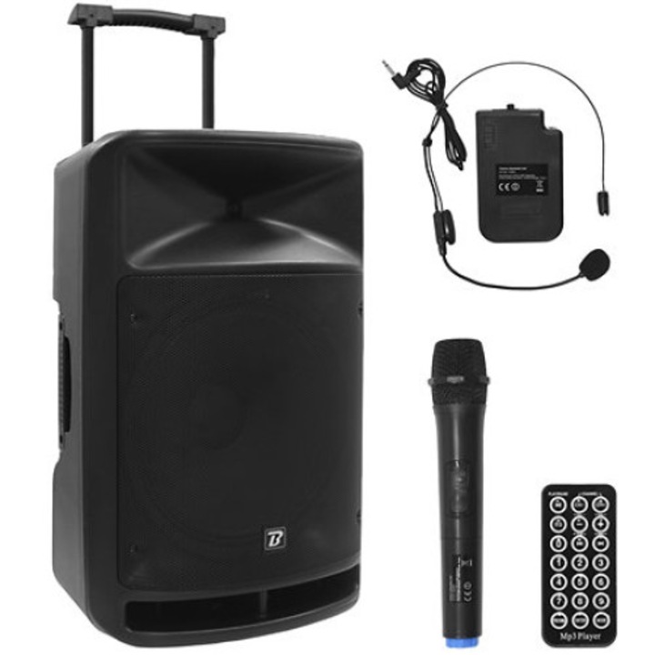 Boxa portabila 800W BoomTone DJ, Bluetooth, USB, Radio FM, 2 microfoane VHF