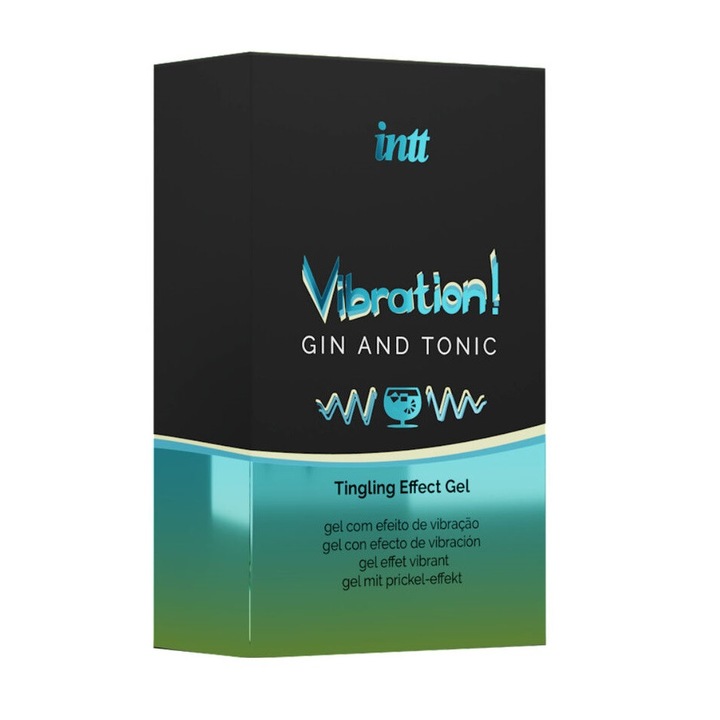 Вибрационен гел INTT! Gin & Tonic, за стимулация и възбуда, жизнено усещане, на водна основа, външна употреба, 15 ml