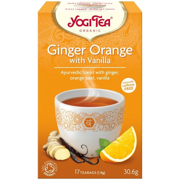 Ceai bio ghimbir cu portocale si vanilie, 17 pliculete, Yogi Tea, 30.6g