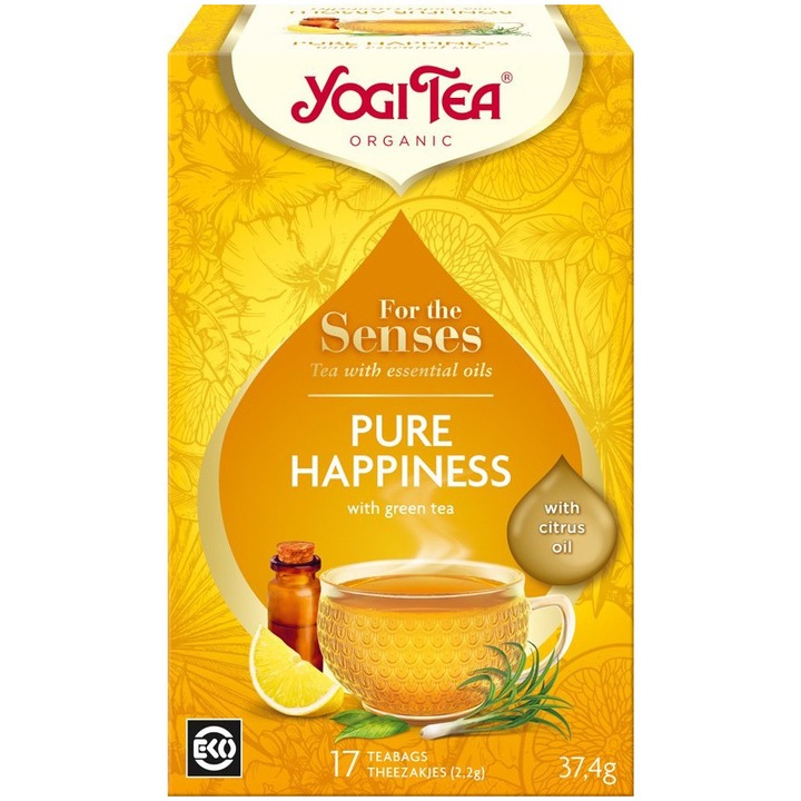 Чай Yogi Tea с етерично масло, Fericire Pura, Био, 37.4 гр