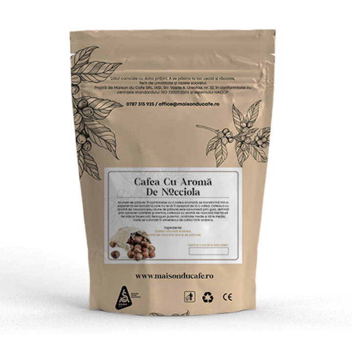 Cafea boabe proaspat prajita Cafea cu aroma de Nocciola 100 % Arabica Blend Maison du Cafe 250 g