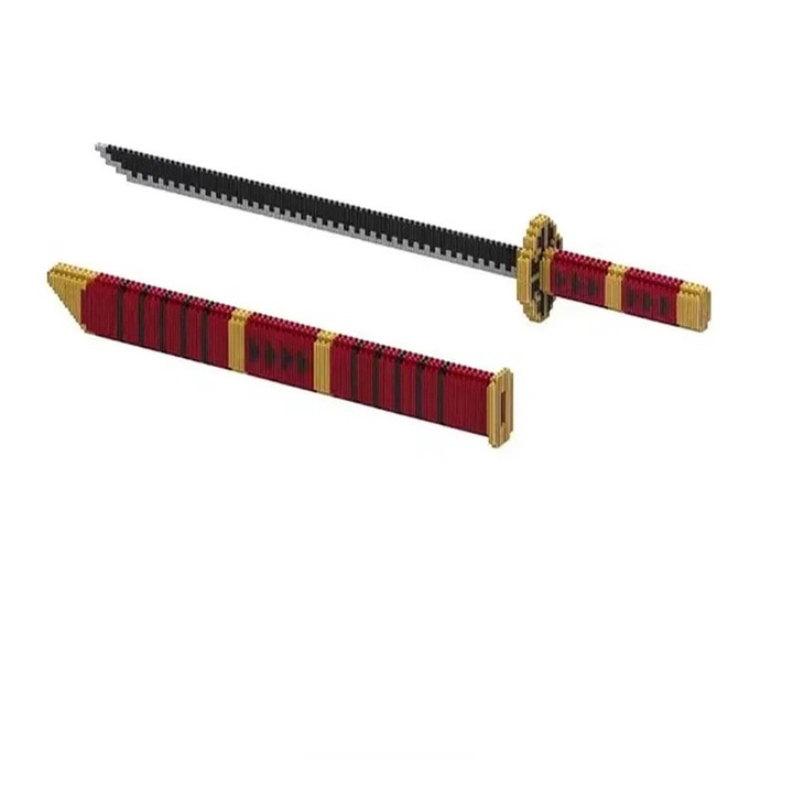 Blocuri de constructie, Model sabie, 1256 piese, 14 ani+, Rosu/Portocaliu