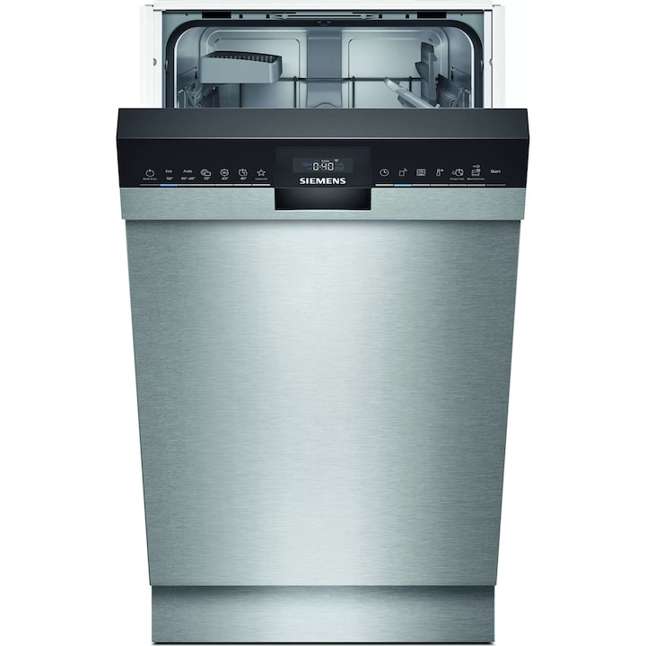 Masina De Spalat Vase Independenta Siemens SR43HS64KE, Clasa E, 45 Cm, 9 Seturi, 6 Programe, Inox