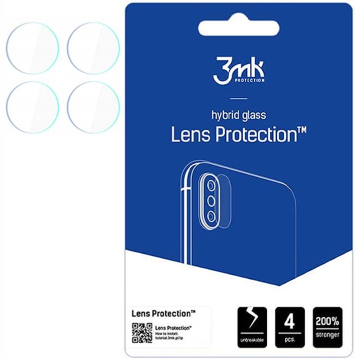 4 db-os kameravédő fólia készlet, 3MK, hibrid üveg, Galaxy XCover 7, 7H készülékekhez, átlátszó