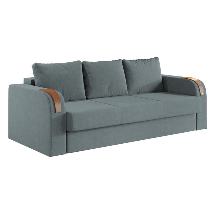 Canapea Morelia, extensibila, lada depozitare, stofa, 210 x 93 x 85 cm, Barrel 72 - Turcoaz Deschis