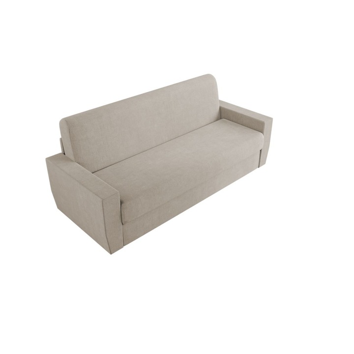 Canapea Corsica, extensibila, cu lada depozitare, stofa, 220 x 97 x 90 cm, Crem
