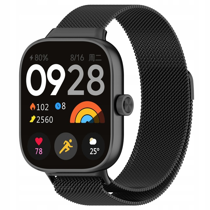 Curea pentru Xiaomi Redmi Watch 4 / Band 8 Pro, Bizon, Inox, negru