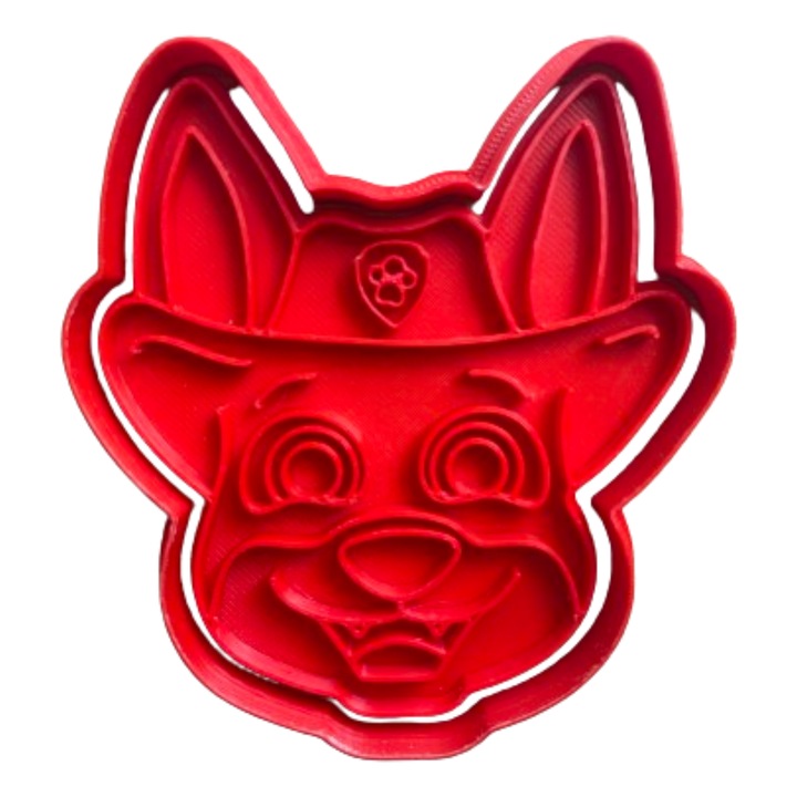 Forma de taiat biscuiti, fursecuri, prajituri, fondant, lut, din plastic, Tema Personaje din filme, tip Paw Patrol, Tracker, 85x93x10 mm