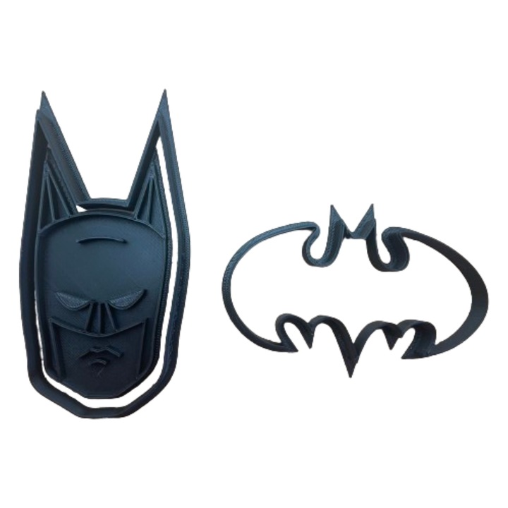 Set 2 forme de taiat biscuiti, fursecuri, prajituri, fondant, lut, negru, din plastic, Tema Super Eroi tip Marvel, Batman