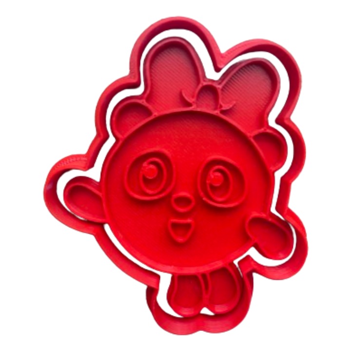 Forma de taiat biscuiti, fursecuri, prajituri, fondant, lut, rosu, din plastic, Tema Personaje din desene, tip Baby Riki, Pandi, 71x85x10 mm