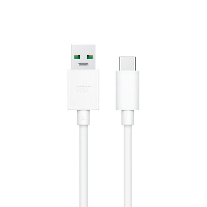 Cablu USB la USB-C pentru Date si Incarcare Rapida 5A, AHA PRINT®, SuperVooC 30W pentru Oppo, 1m, Alb