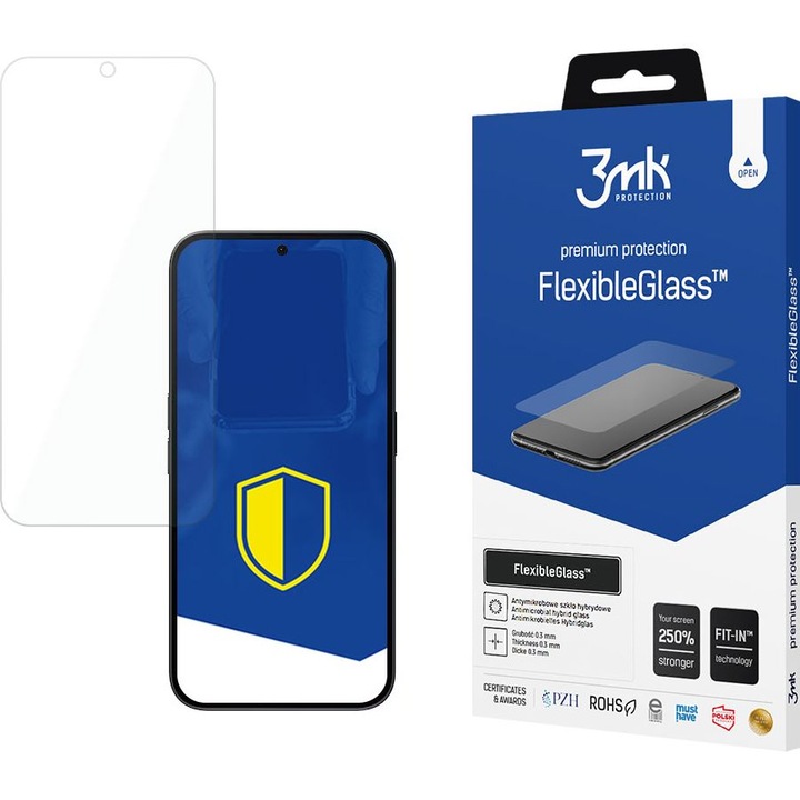 Folie de protectie 3MK FlexibleGlass, antizgarieturi, antibacteriana, 15.71x7.13cm, pentru Nothing Phone 2a