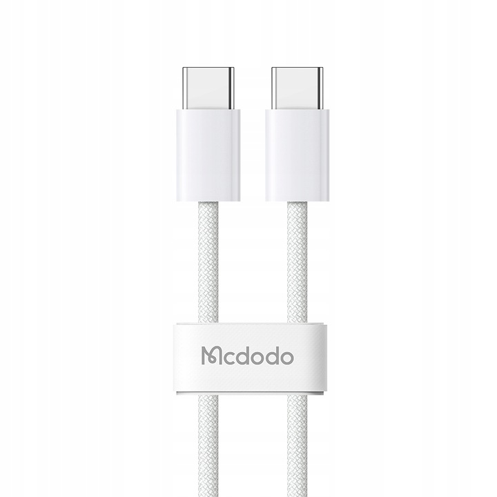 Adat és töltőkábel, Mcdodo, Fast Charge 60W USB-C - USB-C, gyors töltés, Samsung / iPhone 15 / Plus / Pro / Max / Xiaomi / Oppo, 1m, Fehér