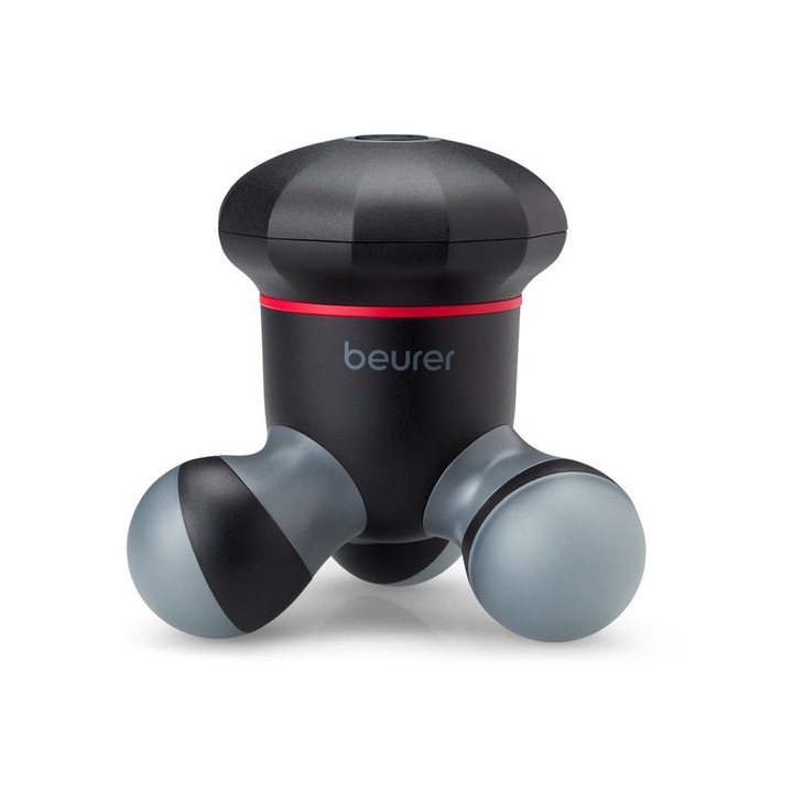 Aparat de masaj, Beurer MG 18 Mini, lumina LED, Negru/Gri, ideal pentru spate, gat, brate si picioare, masaj bland cu vibratii