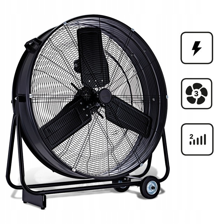 Eberg Ipari ventilátor, 280 W, tömör talp kerekekkel, dőlésszögállítás