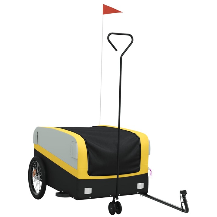 Remorca pentru biciclete vidaXL, negru si galben, 45 kg, fier, 126 x 63 x 51 cm