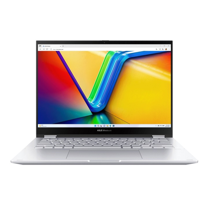 Лаптоп Asus Vivobook S Flip OLED TP3402VA-KN310W, TP3402VA-KN310W.40GB.2TBSSD, 14", Intel Core i5-13500H (12-ядрен), Integrated Intel Iris Xe Graphics, 40 GB 3200Mhz DDR4, Сребрист