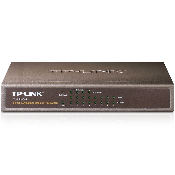 Switch TP-LINK TL-SF1008P, 8 x 10/100 Mbps + 4 porturi PoE