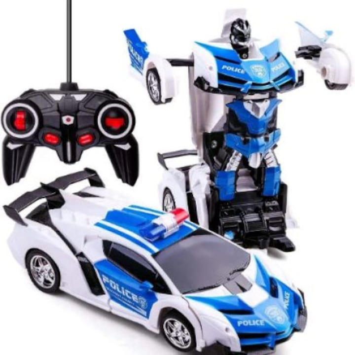 Количка трансформер с дистанционно, Robocar - Police blue