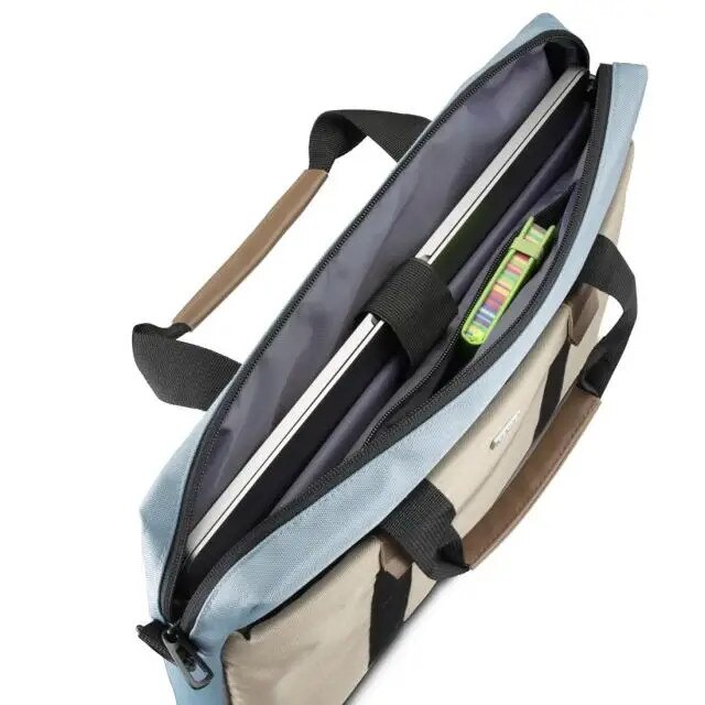 Geanta laptop, Hama, 40 - 41 cm, 15.6 - 16.2", Bej/Albastru deschis