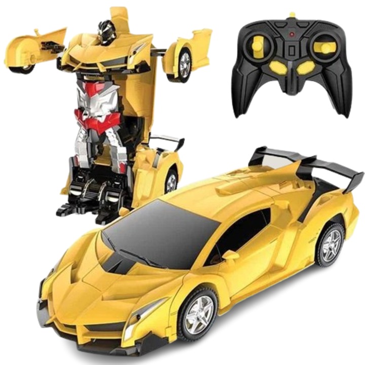 Кола трансформер с дистанционно, Robocar - Жълт