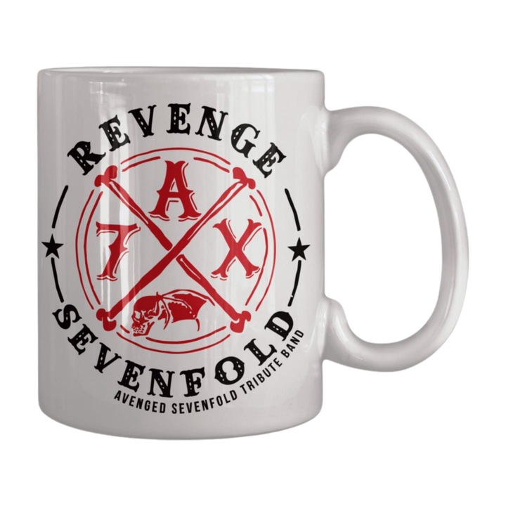 Cana cu logo rotund Avenged Sevenfold, alb, 3 dl