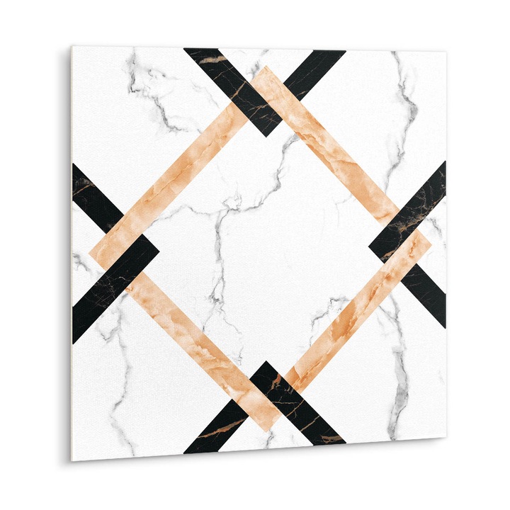 Öntapadós csempék készlet 9 darab., Tulup, 30x30 cm, Márvány és négyzetek, Fehér