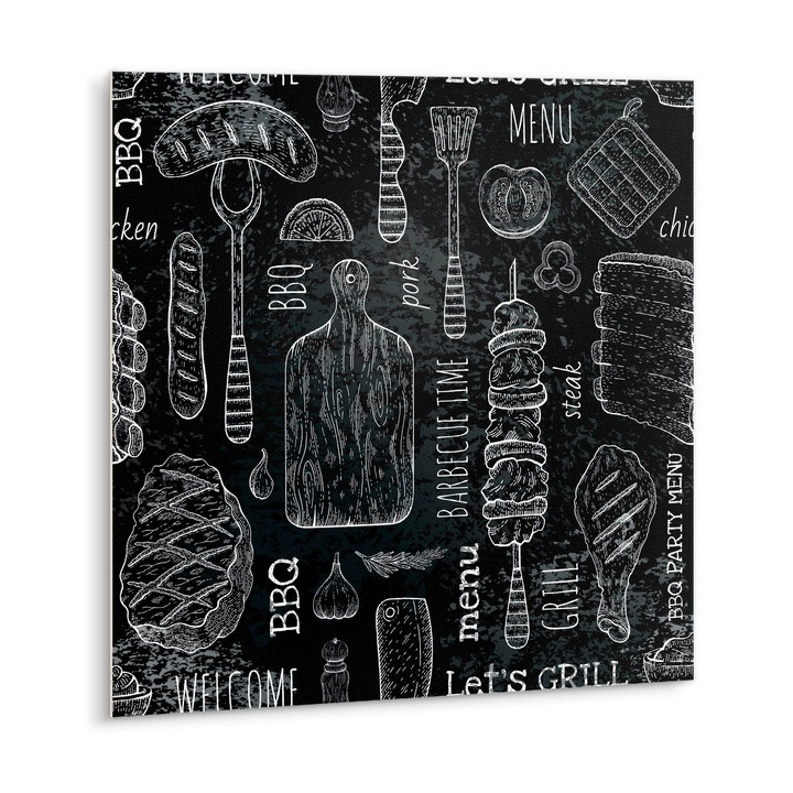 Set placi de autoadezive 9 buc.. Tulup. 30x30 cm. Desen grill. Black Chess