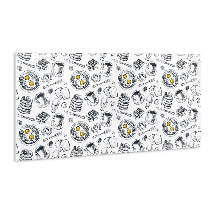 Panou decorativ. de perete autoadeziv. Tulup. 100x50 cm. Mic dejun alb -negru. Black Chess