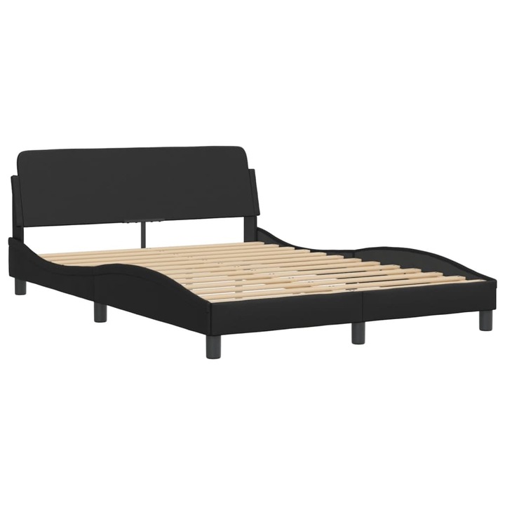 Cadru de pat cu tablie vidaXL, negru, 140x190 cm, piele ecologica, 22.55 kg 373178