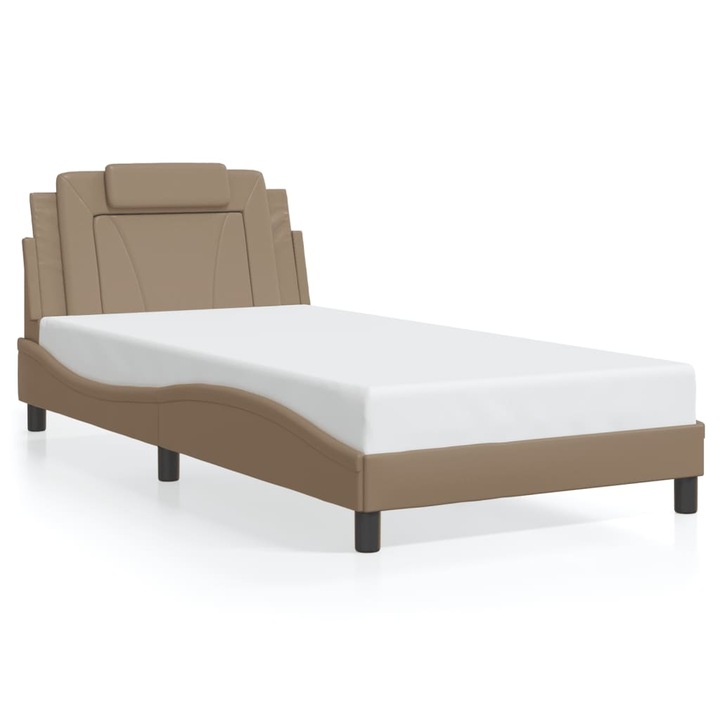 Cadru de pat cu tablie vidaXL, cappuccino, 100x200 cm, piele ecologica, 22.05 kg 3208079