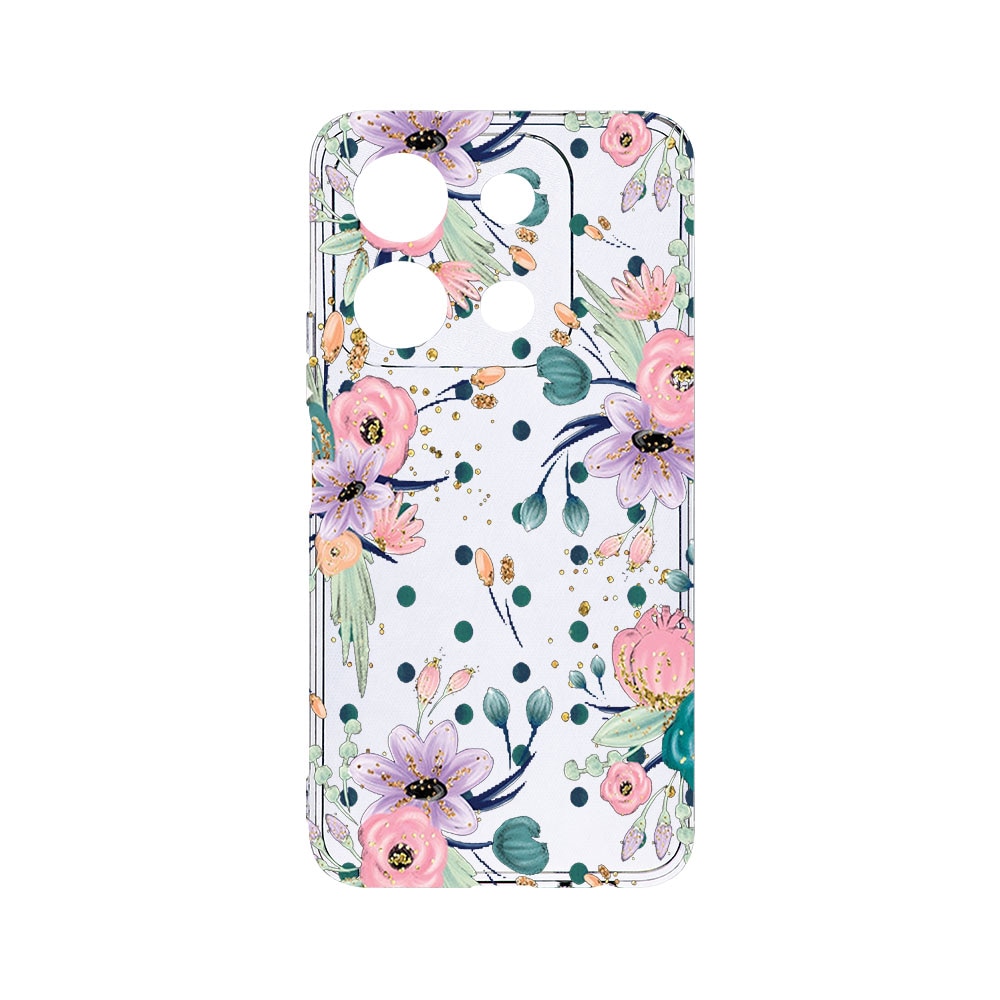 Husa BestCase® Clear Silicon 2MM, Compatibila Cu Xiaomi Redmi Note 13 Pro 5G, Flowers Collection, Antisoc, Protectie Camera, Margini ridicate pentru protectia ecranului, T 495