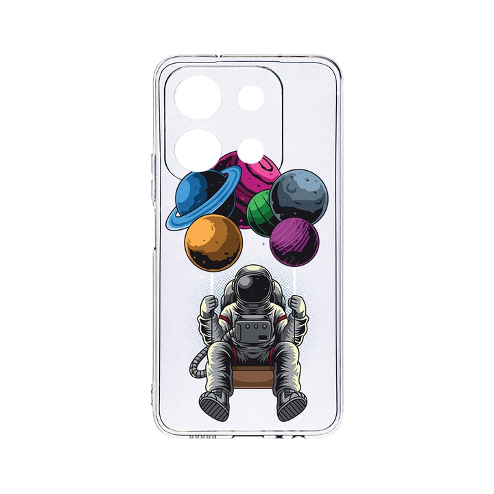 Husa BestCase® Clear Silicon 2MM, съвместим с Xiaomi Redmi Note 13 Pro 5G, Астронавт, Противоударна, Защита на камерата, Повдигнати ръбове за защита на екрана, T 995