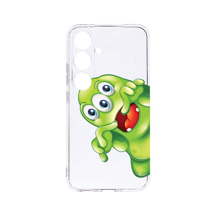 Husa BestCase® Clear Silicon 2MM, Compatibila Cu Samsung Galaxy A55, Green Monster, Antisoc, Protectie Camera, Margini ridicate pentru protectia ecranului, T 60