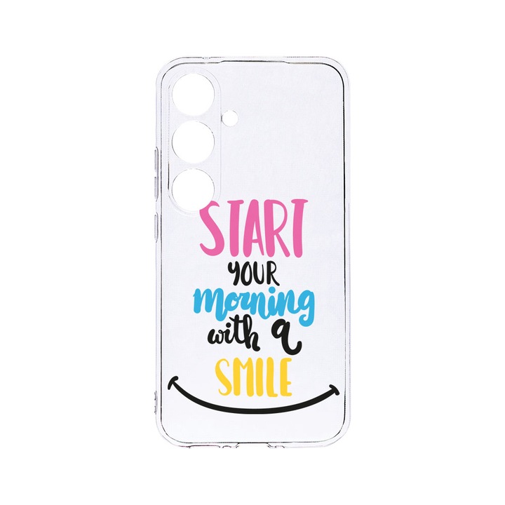 Husa BestCase® Clear Silicon 2MM, Compatibila Cu Samsung Galaxy A55, Smile At Morning, Antisoc, Protectie Camera, Margini ridicate pentru protectia ecranului, T 47