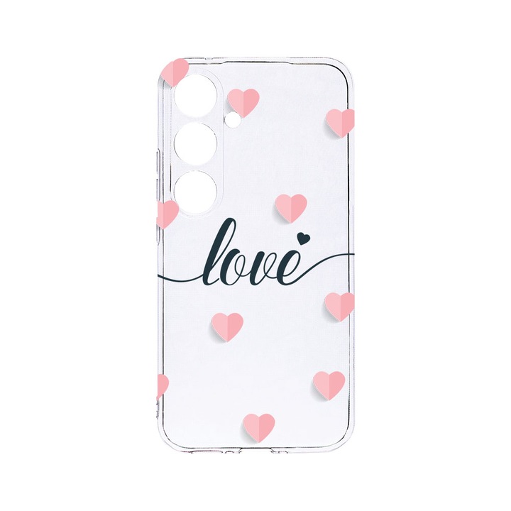 Husa BestCase® Clear Silicon 2MM, Compatibila Cu Samsung Galaxy A55, Love Flying Hearts, Antisoc, Protectie Camera, Margini ridicate pentru protectia ecranului, T 85