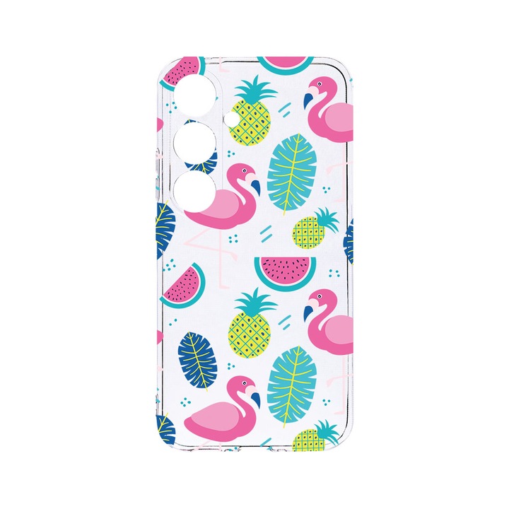 Husa BestCase® Clear Silicon 2MM, Compatibila Cu Samsung Galaxy A55, Flamingo, Antisoc, Protectie Camera, Margini ridicate pentru protectia ecranului, T 91