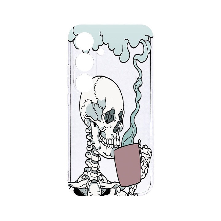 Husa BestCase® Clear Silicon 2MM, Compatibila Cu Samsung Galaxy A55, Skull, Antisoc, Protectie Camera, Margini ridicate pentru protectia ecranului, T 252