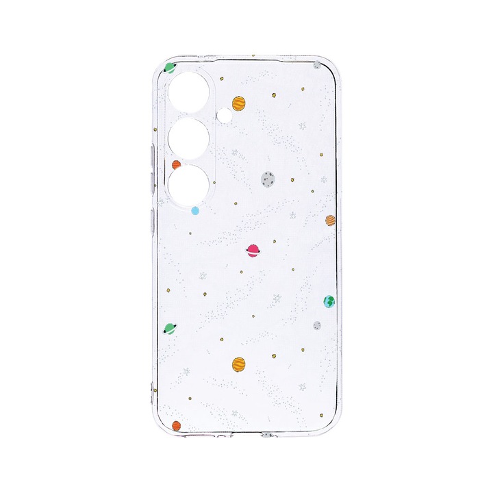 Husa BestCase® Clear Silicon 2MM, Compatibila Cu Samsung Galaxy A55, Universe, Planets, Antisoc, Protectie Camera, Margini ridicate pentru protectia ecranului, T 470