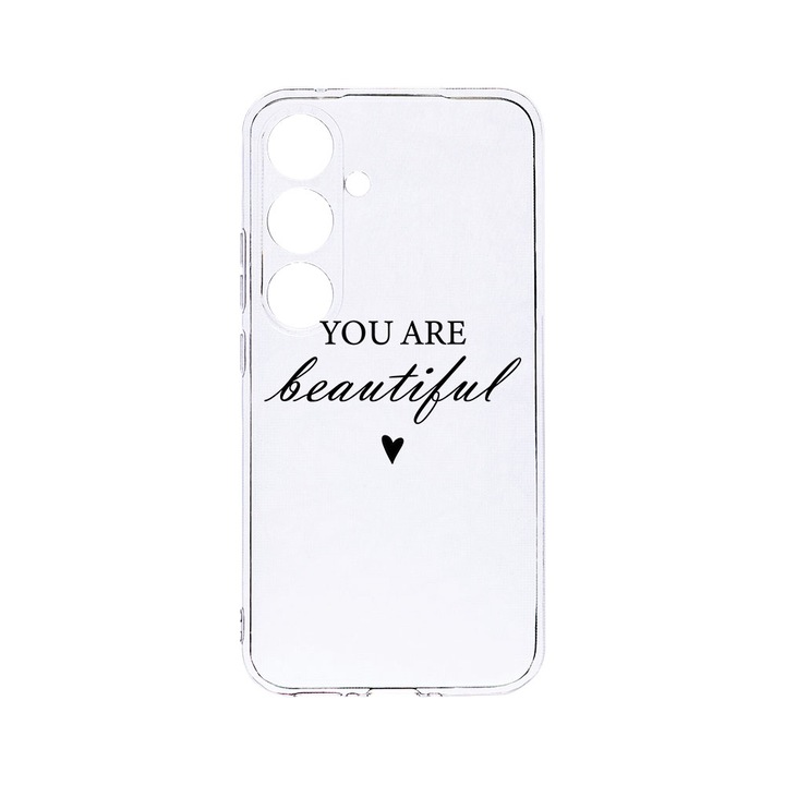 Силиконов калъф BestCase за Samsung Galaxy S24 Plus, You Are Beautiful, Camera Protection, Clear Silicon 2MM, Transparent T 477
