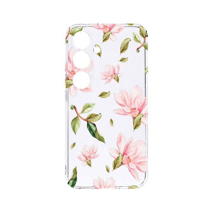 Силиконов калъф BestCase за Samsung Galaxy S24 Plus, Flowers Collection, Camera Protection, Clear Silicon 2MM, Transparent T 496