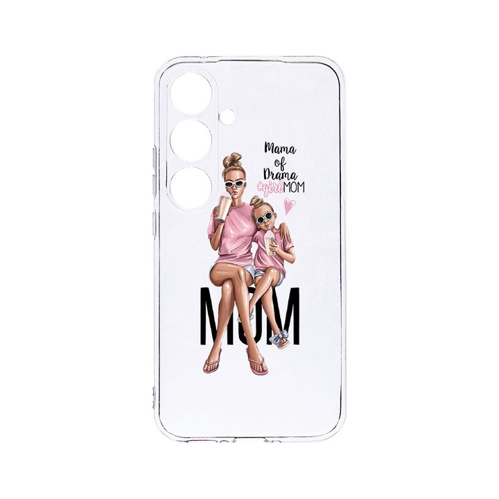 Силиконов калъф BestCase за Samsung Galaxy S24 Plus, Girl Mom Mama of Drama, Camera Protection, Clear Silicon 2MM, Transparent T 558