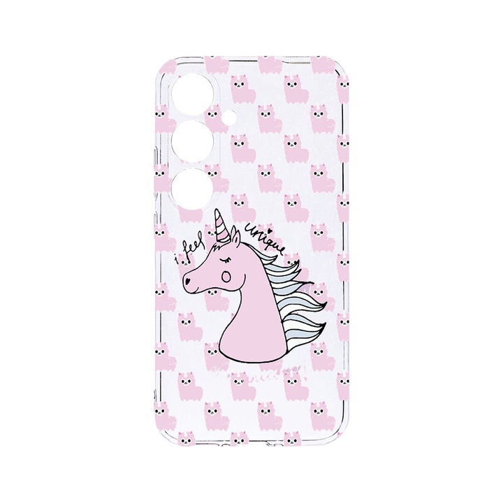 Husa BestCase® Clear Silicon 2MM, Compatibila Cu Samsung Galaxy A55, Unicorn - I Feel Unique, Antisoc, Protectie Camera, Margini ridicate pentru protectia ecranului, T 521