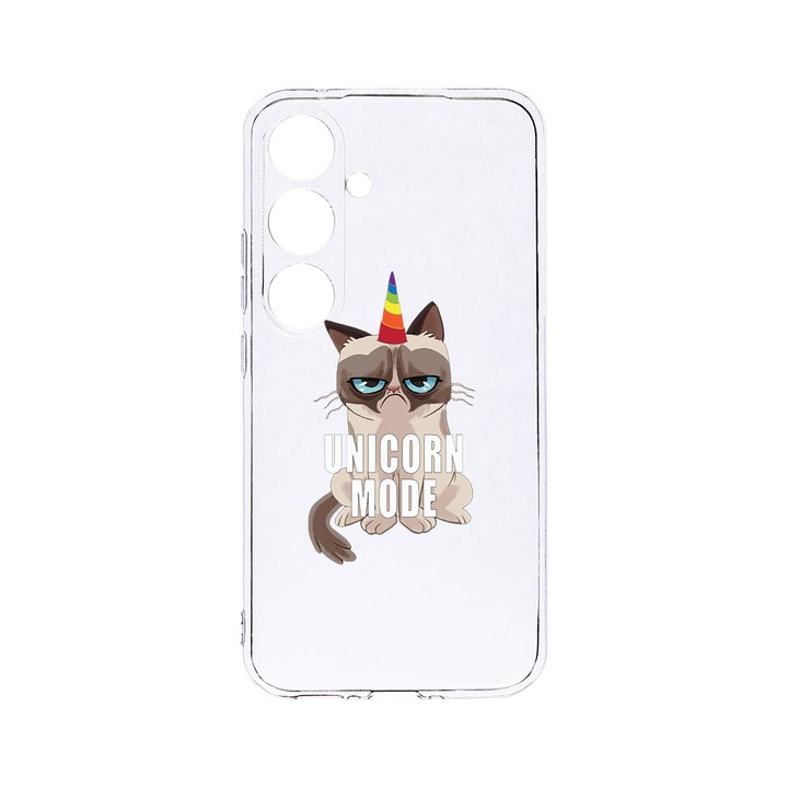 Husa BestCase® Clear Silicon 2MM, Compatibila Cu Samsung Galaxy A55, Grumpy Unicorn Mode, Antisoc, Protectie Camera, Margini ridicate pentru protectia ecranului, T 654